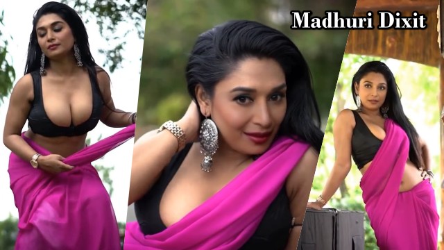 Madhuri Dixit cleavage hot xxx Nene saree video low deepfake