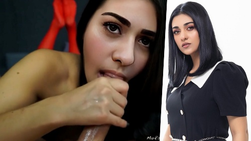 Sarah Khan blowjob deepfake sucking balls handjob licking